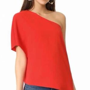Alice + Olivia Mellie One Shoulder Drape Blouse Size 4